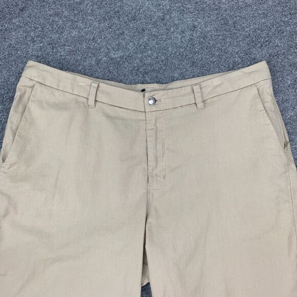 Lululemon Short Mens 38 Straw Beige Commission Flat Front Stretch Golf Chino - Picture 3 of 12
